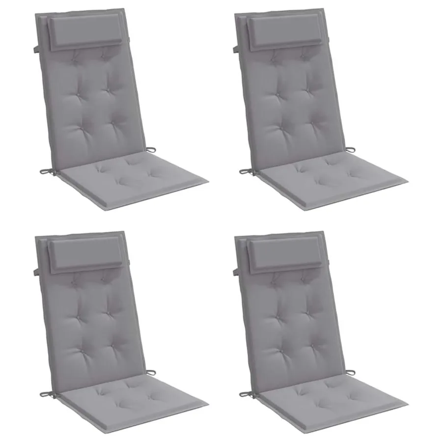 Coussins de chaise à dossier haut lot de 4 gris tissu oxford - 3
