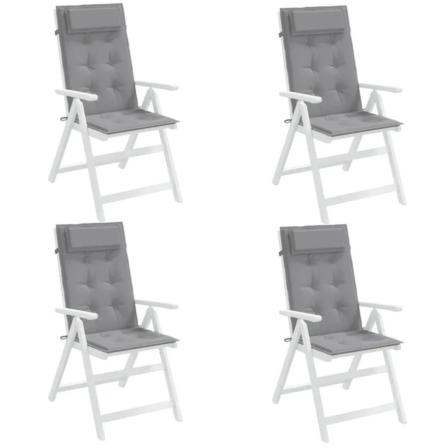 Coussins de chaise à dossier haut lot de 4 gris tissu oxford - 4