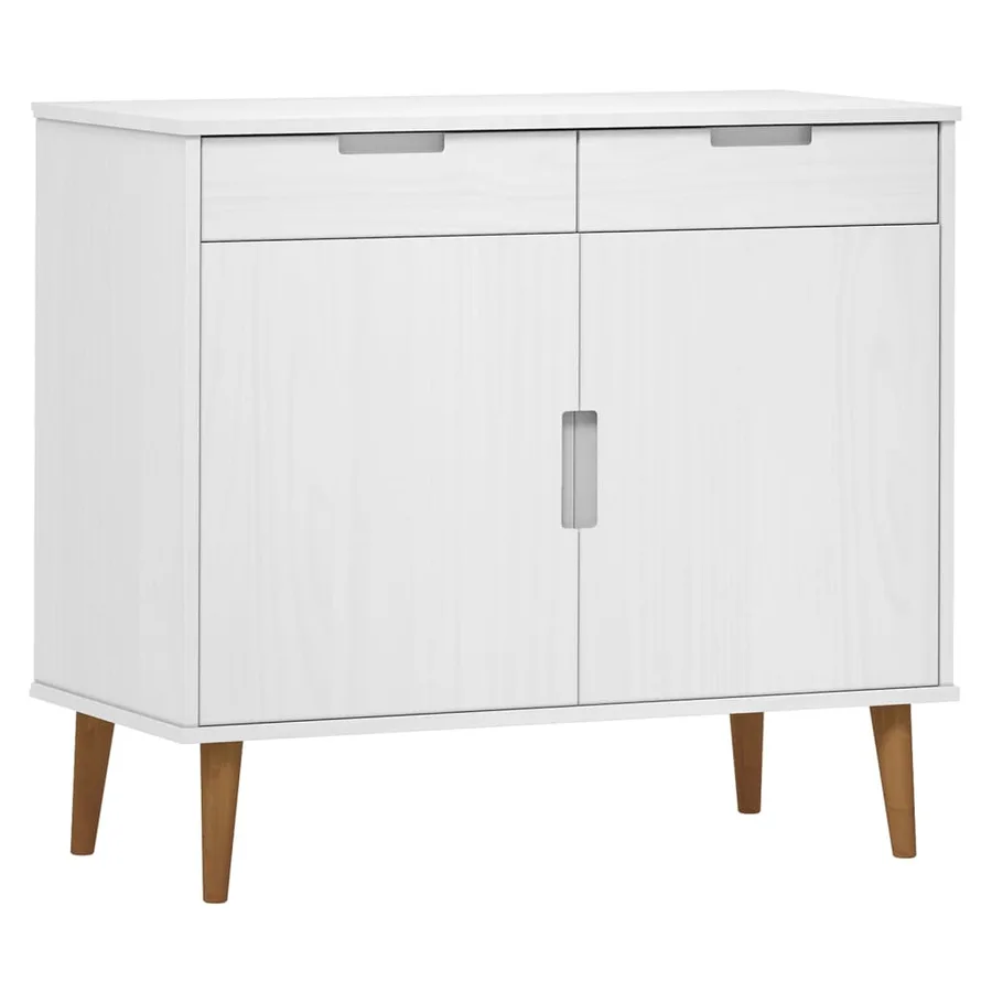 Buffet MOLDE Blanc 90x40x80 cm Bois massif de pin - 2