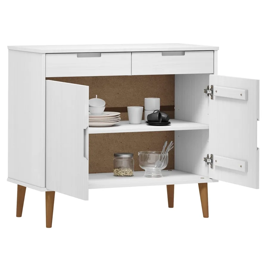 Buffet MOLDE Blanc 90x40x80 cm Bois massif de pin - 3