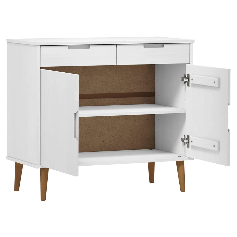 Buffet MOLDE Blanc 90x40x80 cm Bois massif de pin - 5
