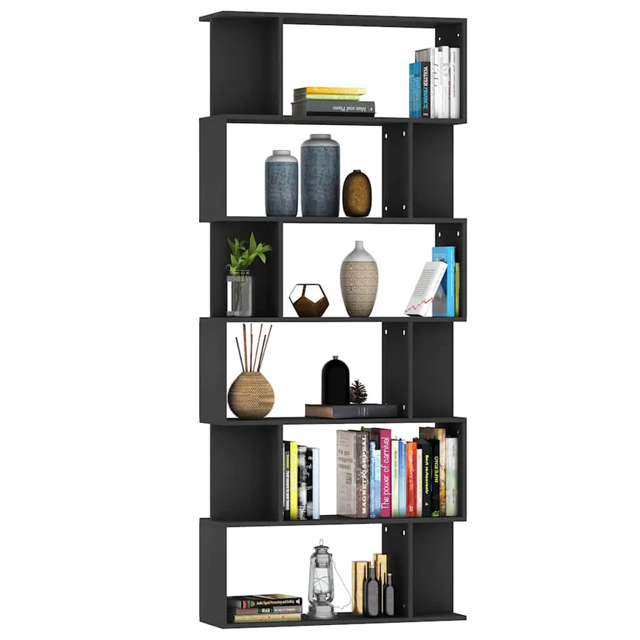 Bibliothèque/Séparateur de pièce Noir Bois d'ingénierie - 3