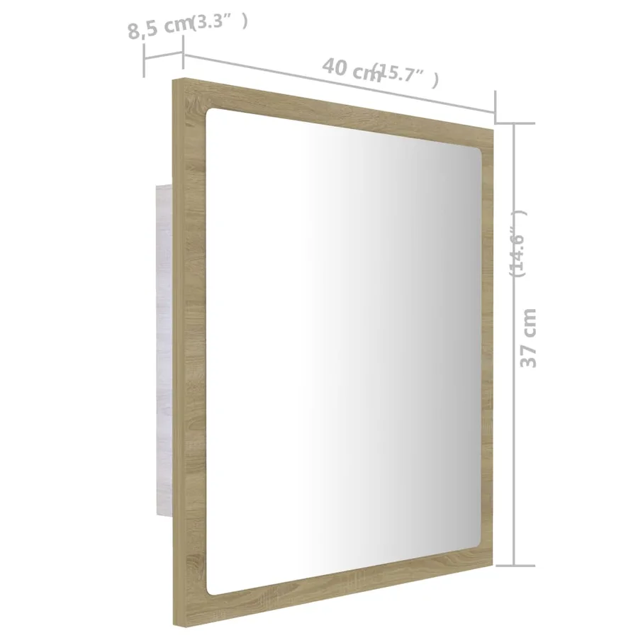 Miroir LED de salle de bain Chêne sonoma 40x8,5x37 cm Acrylique - 14