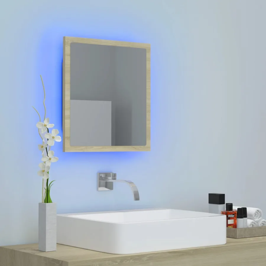 Miroir LED de salle de bain Chêne sonoma 40x8,5x37 cm Acrylique - 4