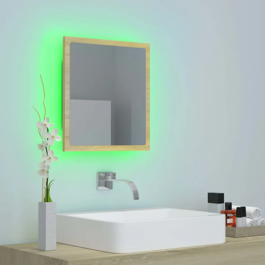 Miroir LED de salle de bain Chêne sonoma 40x8,5x37 cm Acrylique - 5