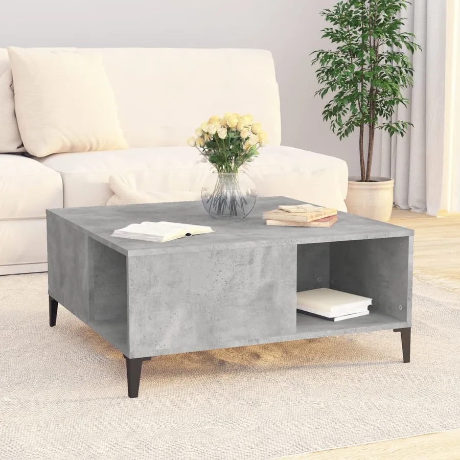 Table basse gris béton 80x80x36,5 cm bois d'ingénierie - 3