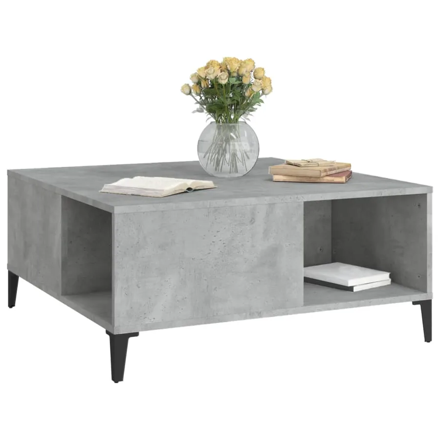 Table basse gris béton 80x80x36,5 cm bois d'ingénierie - 4
