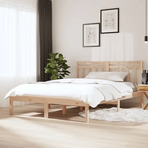 Cadre de lit sans matelas bois massif 140x190 cm