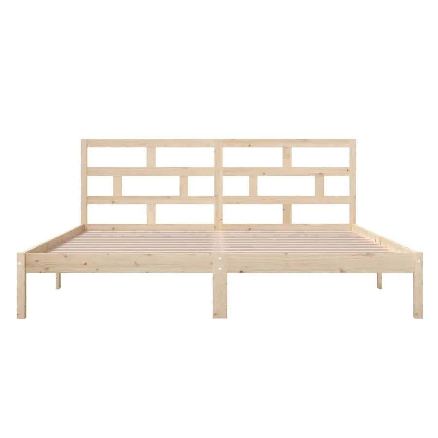 Cadre de lit sans matelas bois massif 140x190 cm - 4
