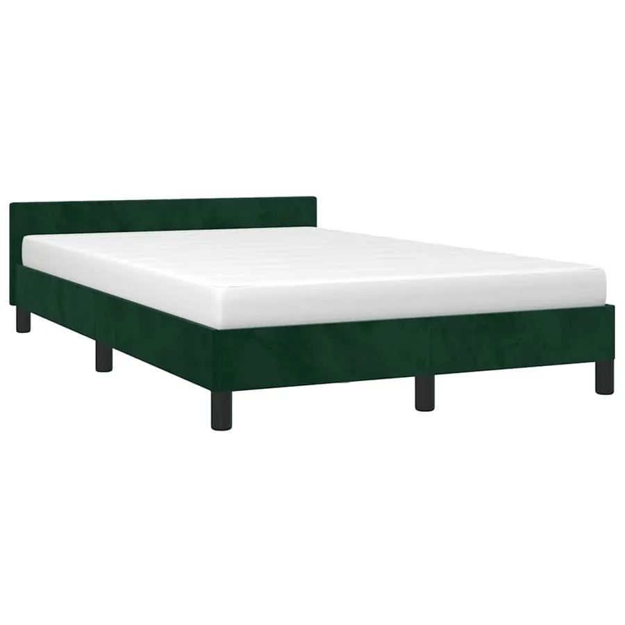 Cadre de lit sans matelas vert foncé 120x200 cm velours - 3