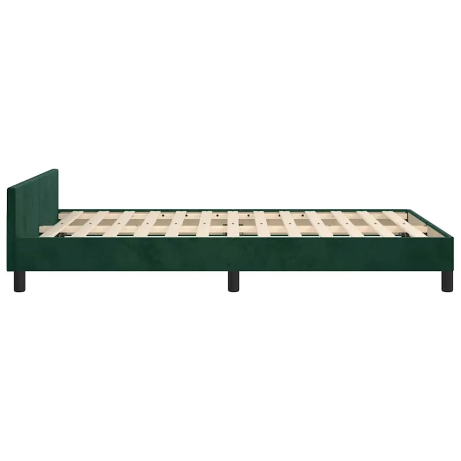 Cadre de lit sans matelas vert foncé 120x200 cm velours - 6