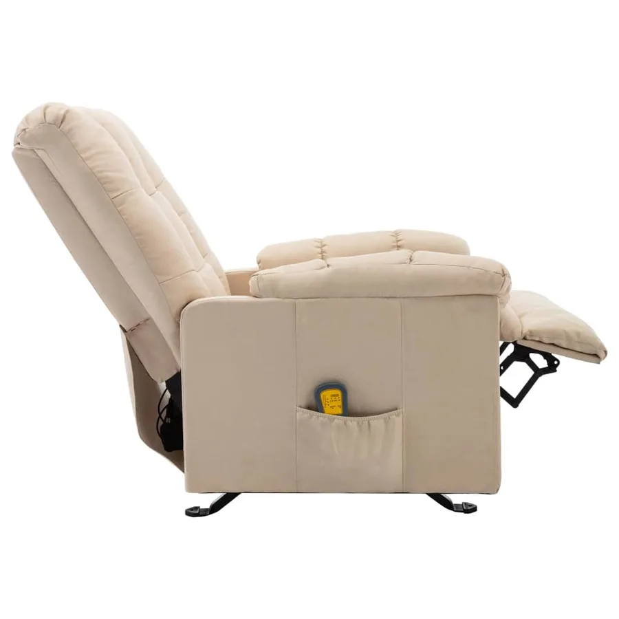 Fauteuil de massage inclinable Crème Tissu - 4
