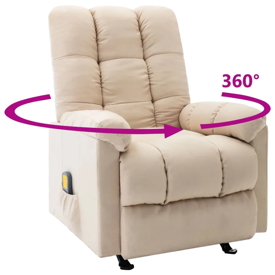 Fauteuil de massage inclinable Crème Tissu - 6