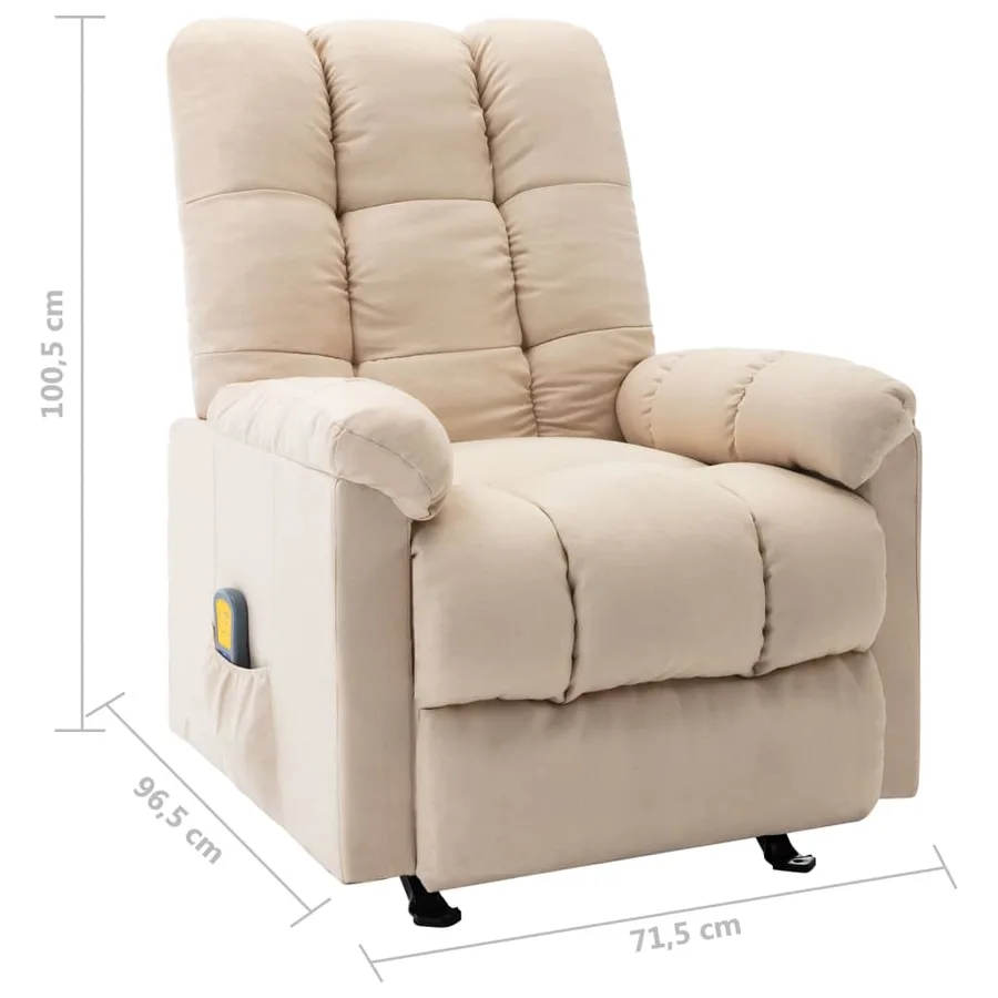 Fauteuil de massage inclinable Crème Tissu - 9