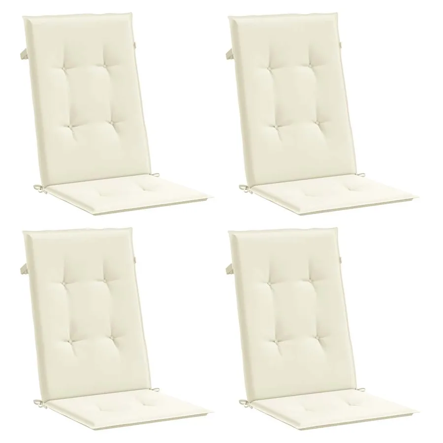 Coussins de chaise de jardin dossier haut lot de 4 crème tissu - 3