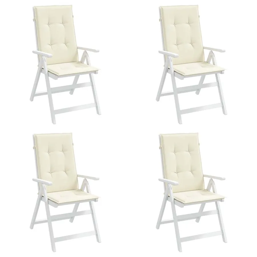 Coussins de chaise de jardin dossier haut lot de 4 crème tissu - 4