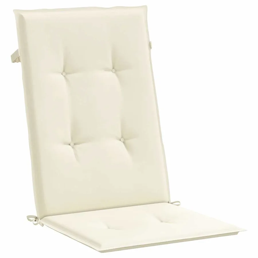 Coussins de chaise de jardin dossier haut lot de 4 crème tissu - 5