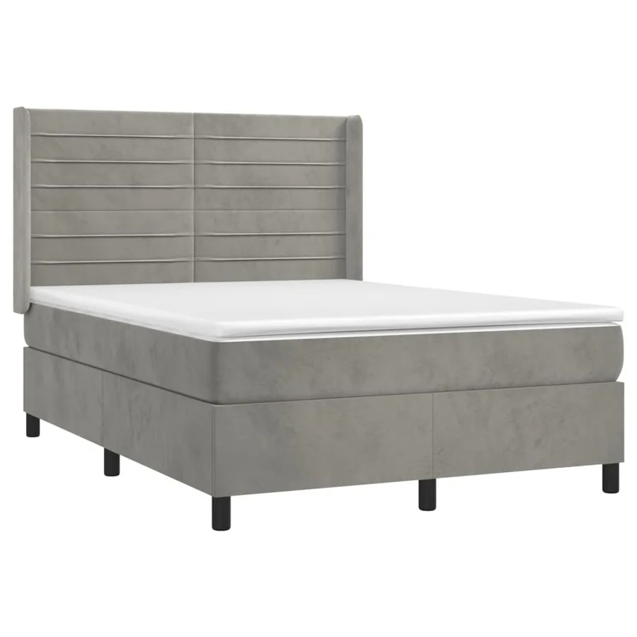 Sommier à lattes de lit matelas et LED Gris clair 140x190 cm - 4
