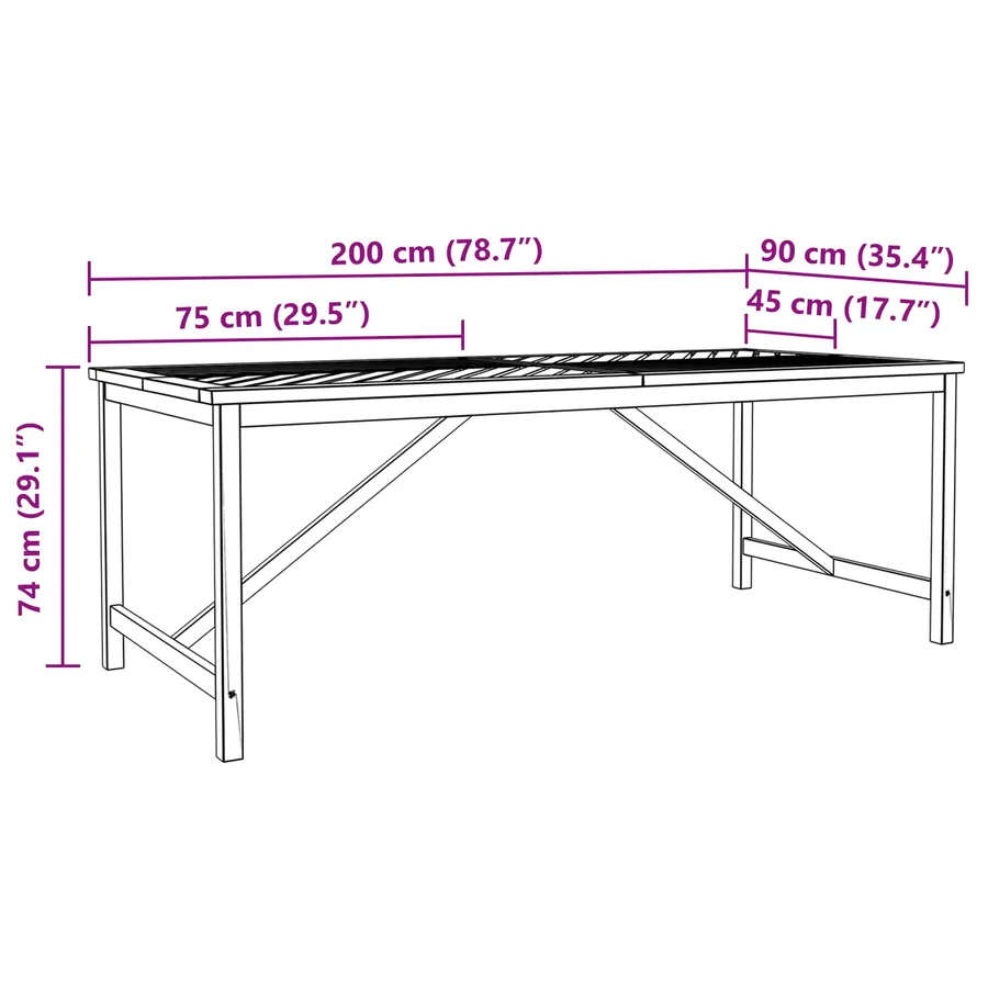 Ensemble de salle à manger pour jardin 7 pc Marron - 14
