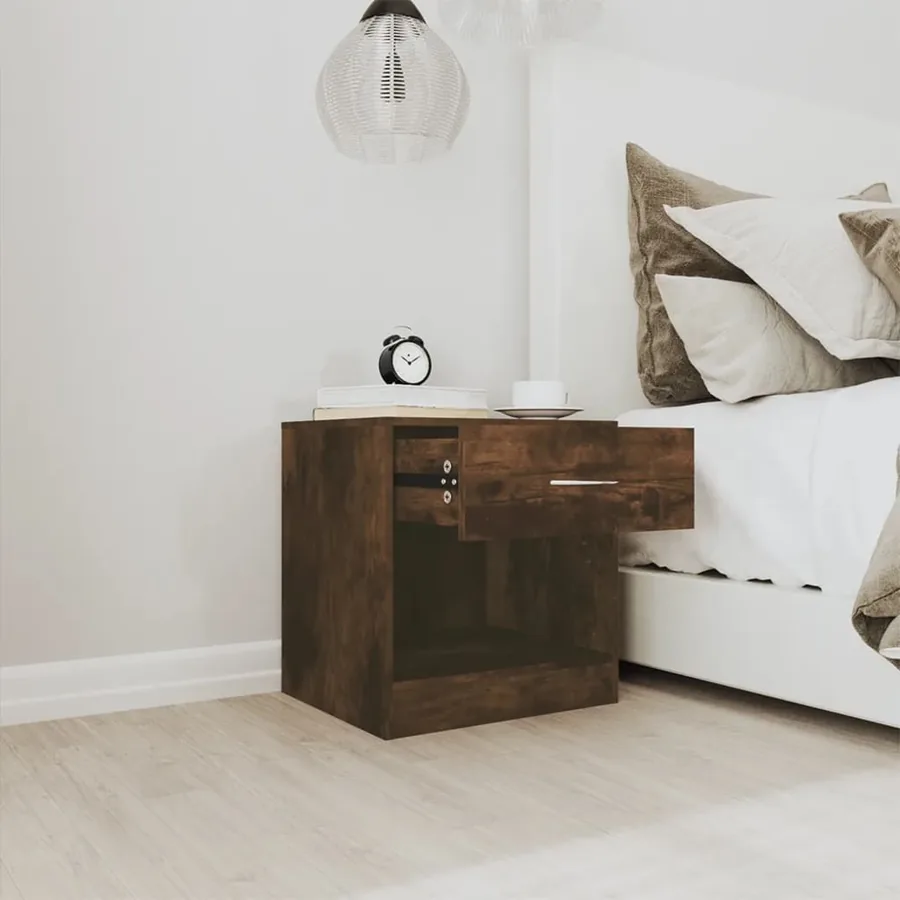Tables de chevet 2 pcs avec tiroir Chêne fumé - 4