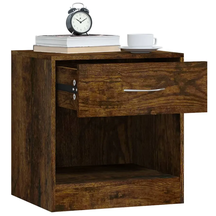 Tables de chevet 2 pcs avec tiroir Chêne fumé - 5