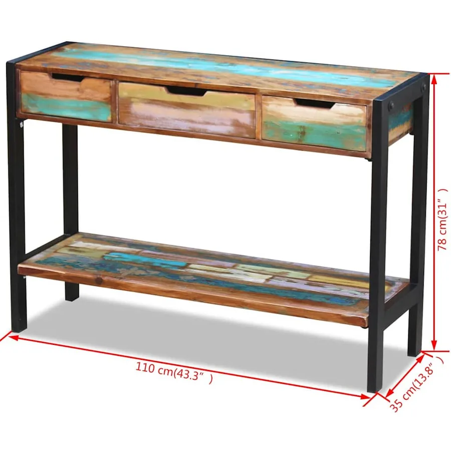 Buffet 3 tiroirs Bois de récupération massif - 8