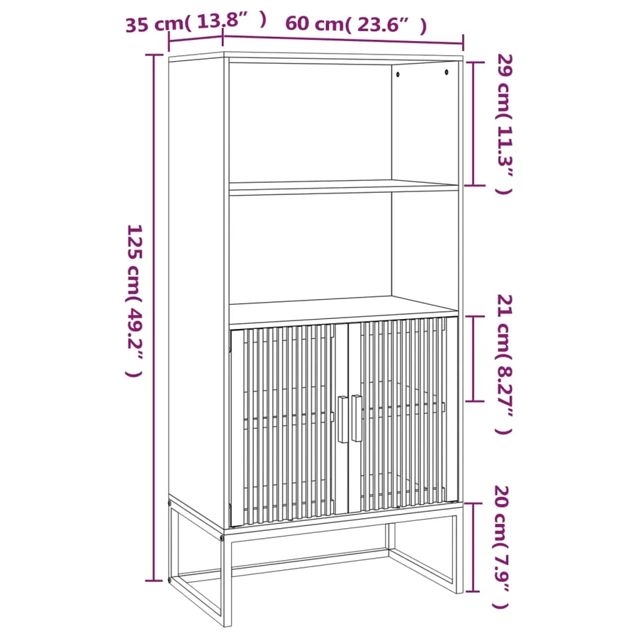 Buffet haut 60x35x125 cm bois d'ingénierie - 7