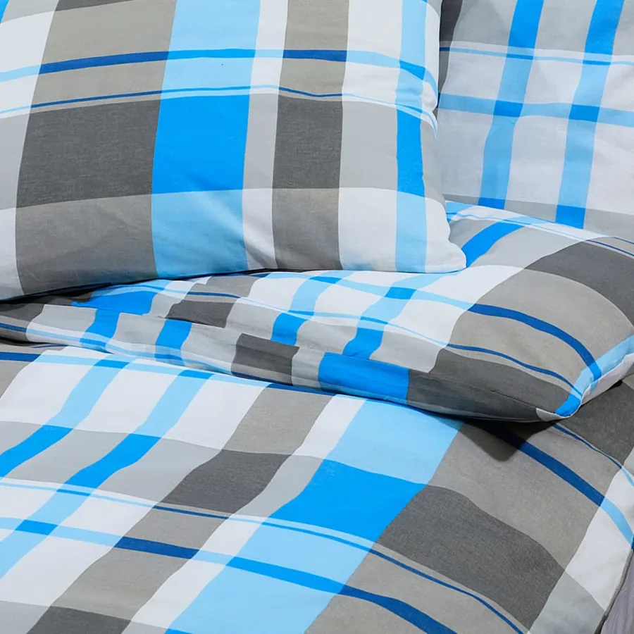 Ensemble de housse de couette Bleu et gris 140x200 cm Coton - 7