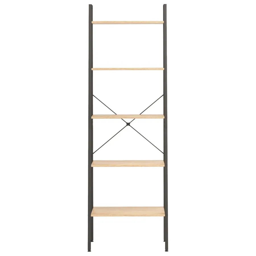 Étagère sur pied 5 niveaux Marron clair et noir 56x35x174 cm - 3