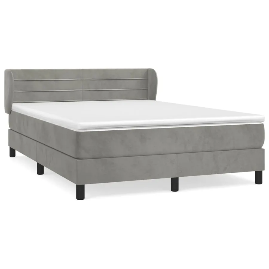 Sommier à lattes de lit et matelas Gris clair 140x200cm Velours - 2