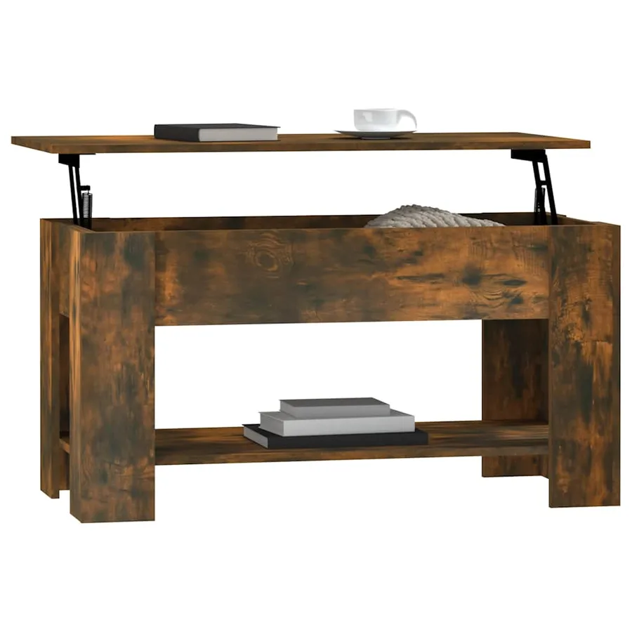 Table basse Chêne fumé 101x49x52 cm Bois d'ingénierie - 3