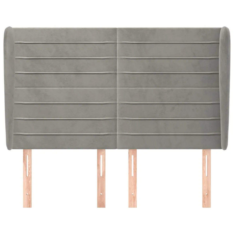 Tête de lit avec oreilles Gris clair 147x23x118/128 cm Velours - 3