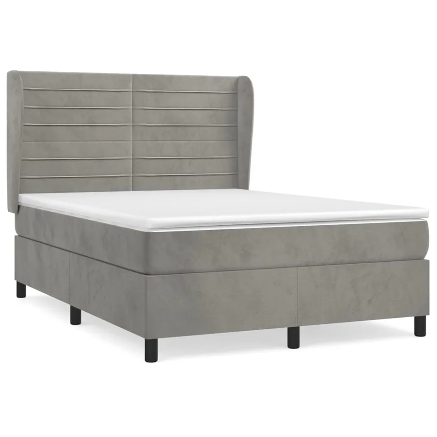 Sommier à lattes de lit et matelas Gris clair 140x190cm Velours - 2