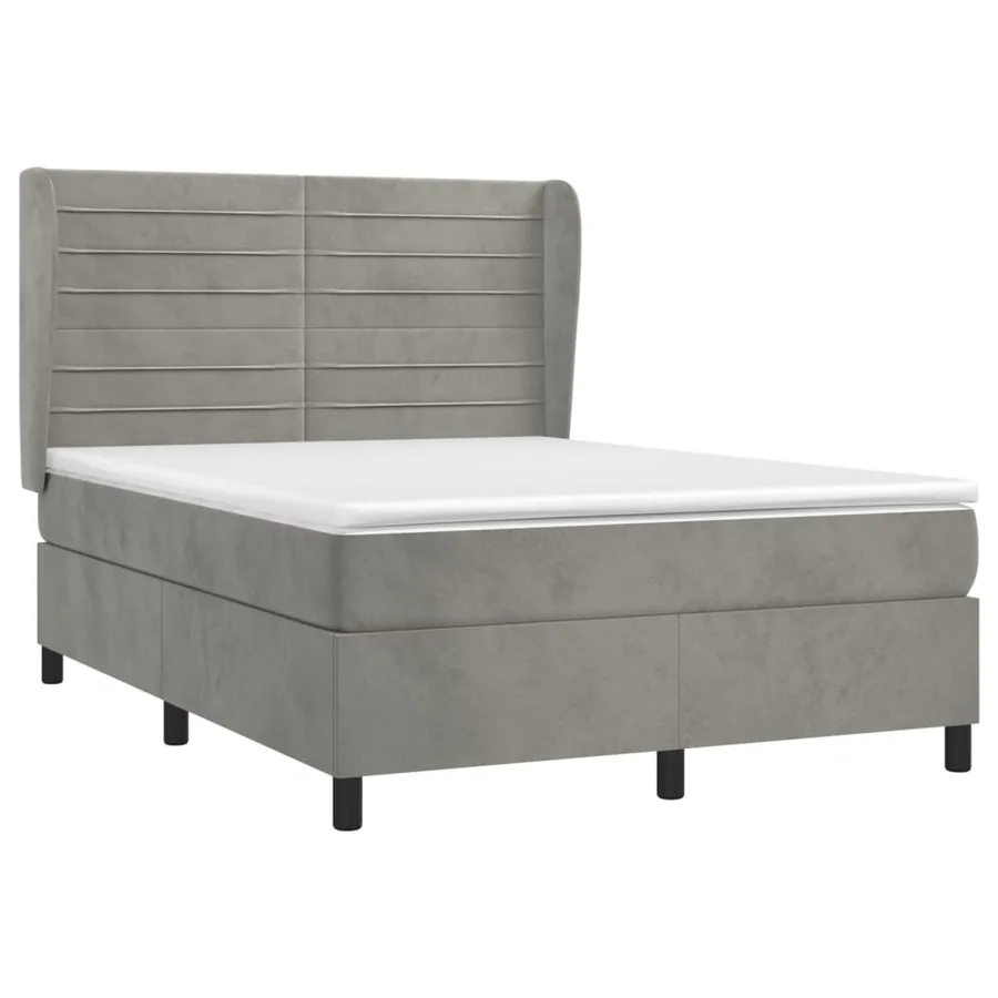 Sommier à lattes de lit et matelas Gris clair 140x190cm Velours - 3