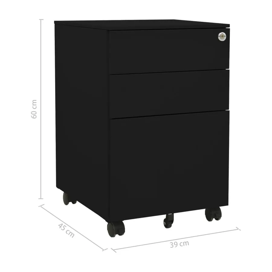 Classeur mobile Noir 39x45x60 cm Acier - 11