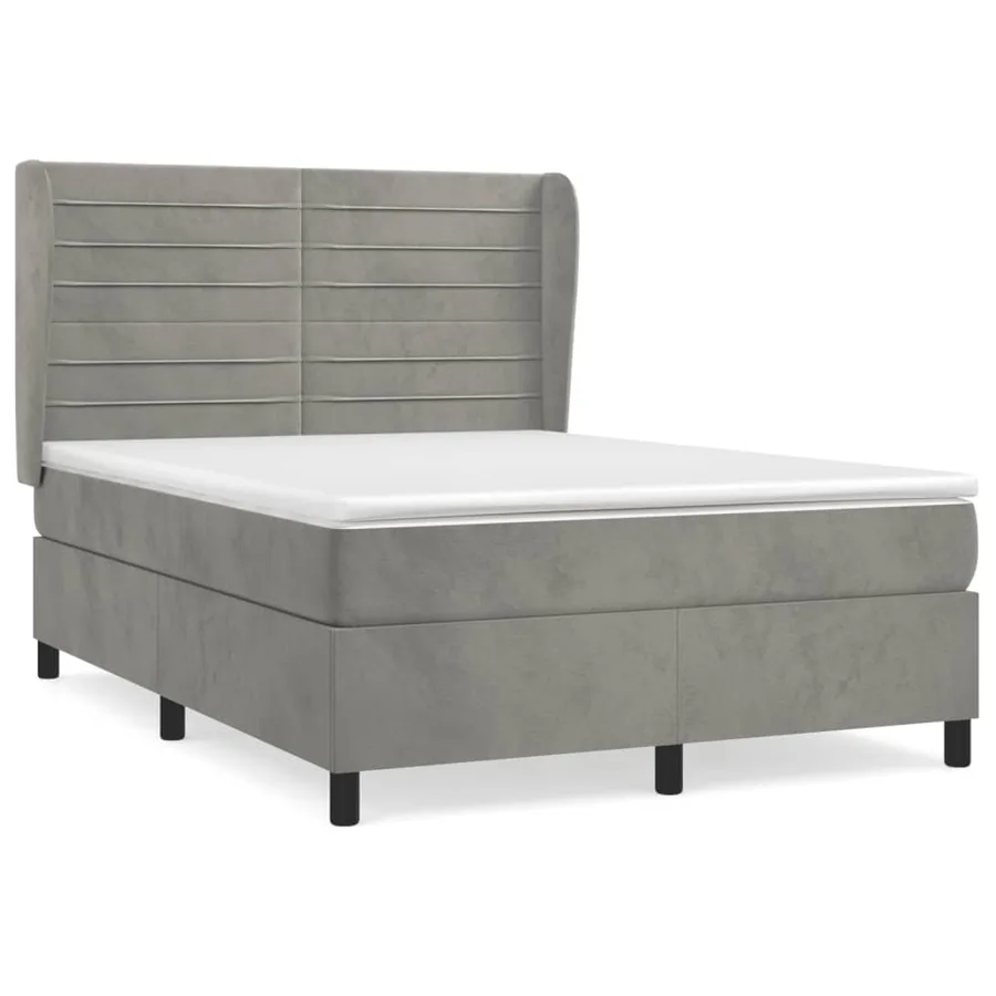 Sommier à lattes de lit et matelas Gris clair 140x200cm Velours - 2