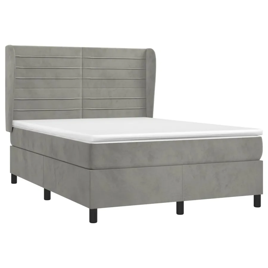 Sommier à lattes de lit et matelas Gris clair 140x200cm Velours - 3