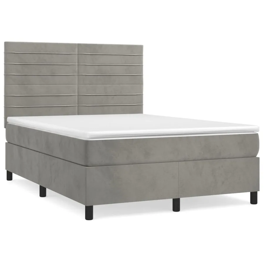 Sommier à lattes de lit et matelas Gris clair 140x200cm Velours - 2