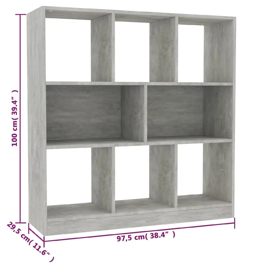 Bibliothèque Gris béton 97,5x29,5x100 cm Bois d'ingénierie - 6