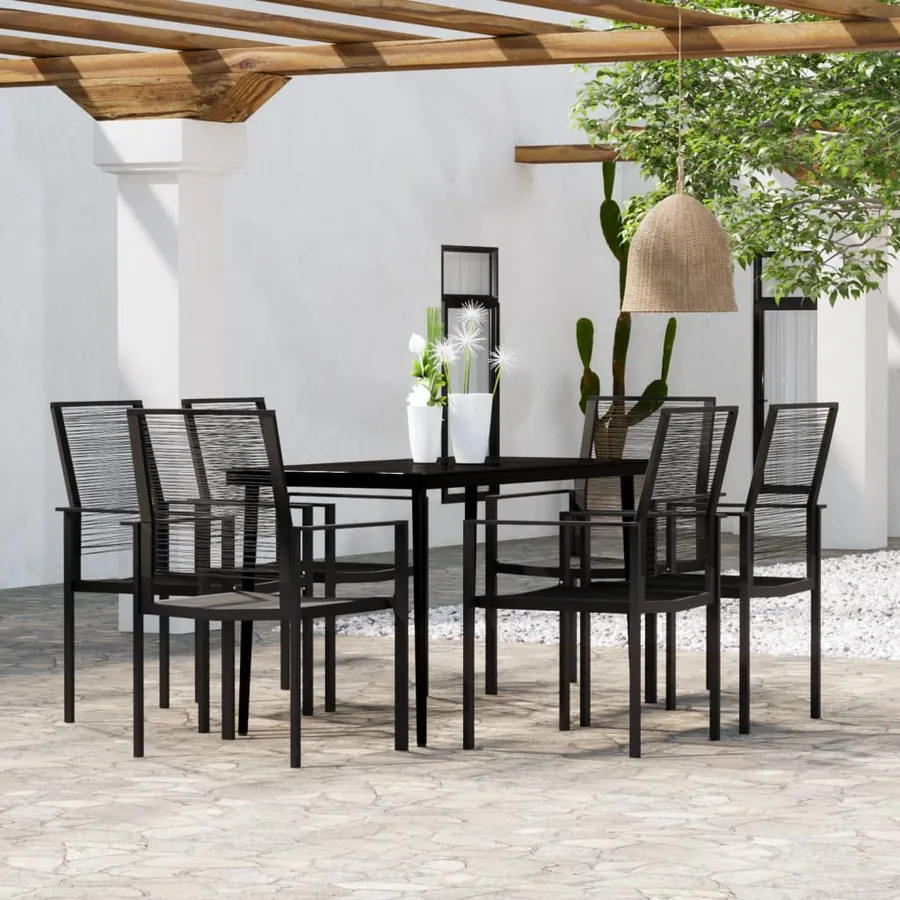 Ensemble à manger de jardin 7 pcs Noir