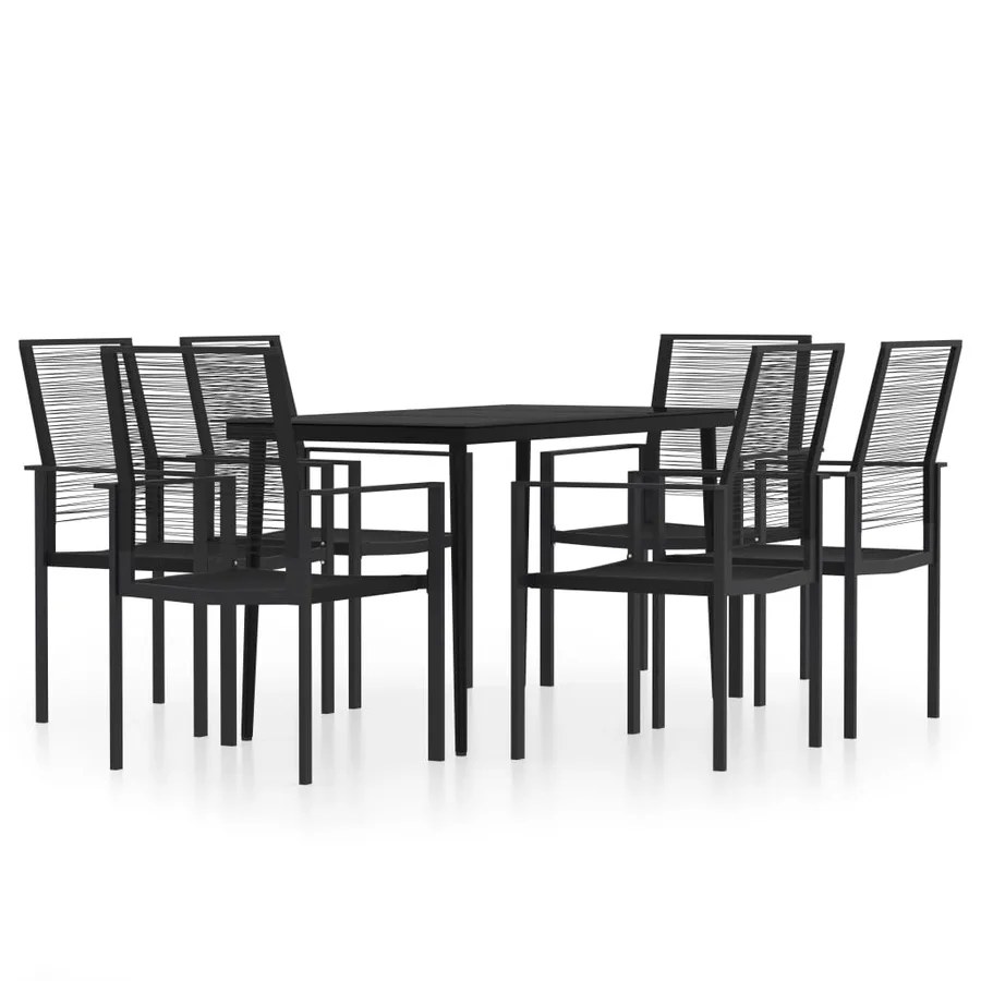 Ensemble à manger de jardin 7 pcs Noir - 2