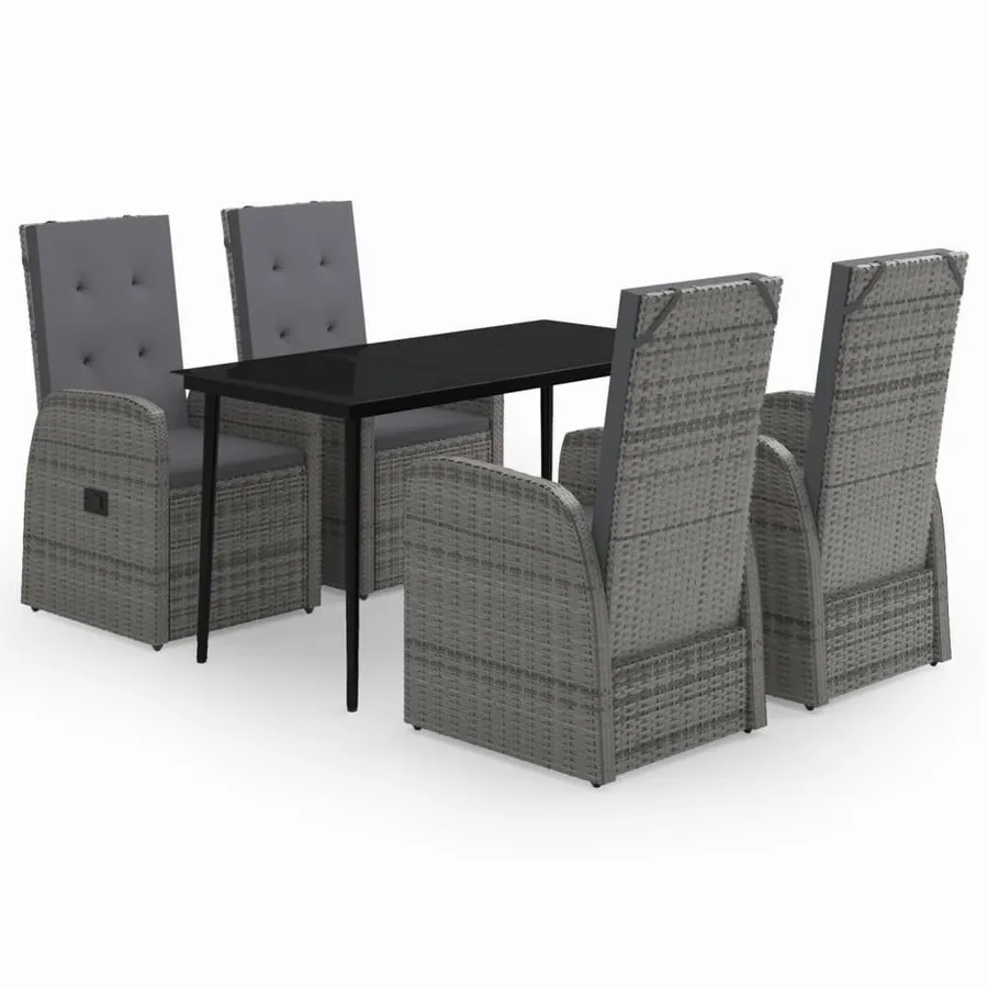 Ensemble à manger de jardin avec coussins 5 pcs Gris - 2