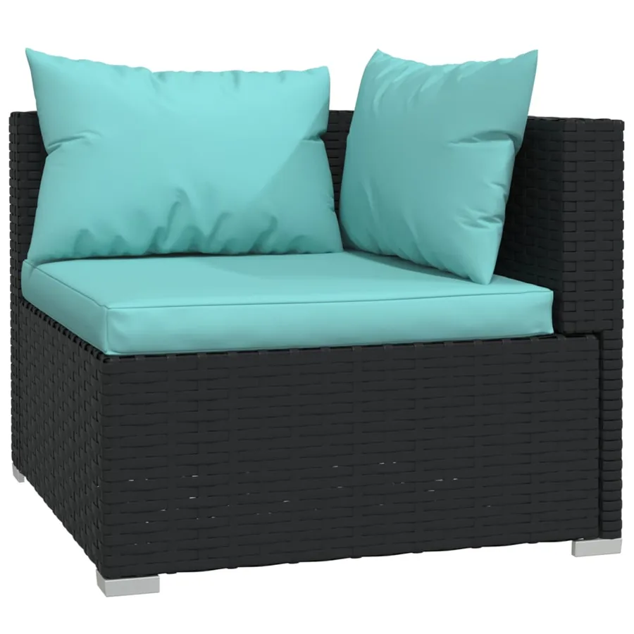 Salon de jardin 10 pcs avec coussins Résine tressée Noir - 3