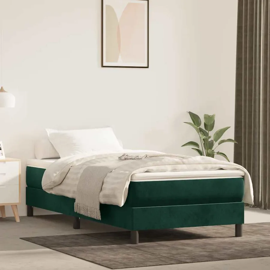 Sommier à lattes de lit et matelas Vert foncé 120x200cm Velours