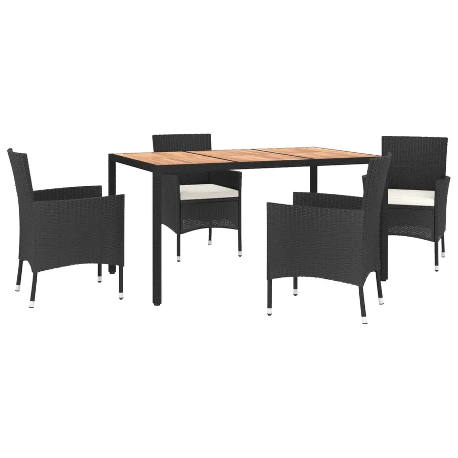 Ensemble à manger de jardin coussins 5pcs Noir Résine tressée - 3