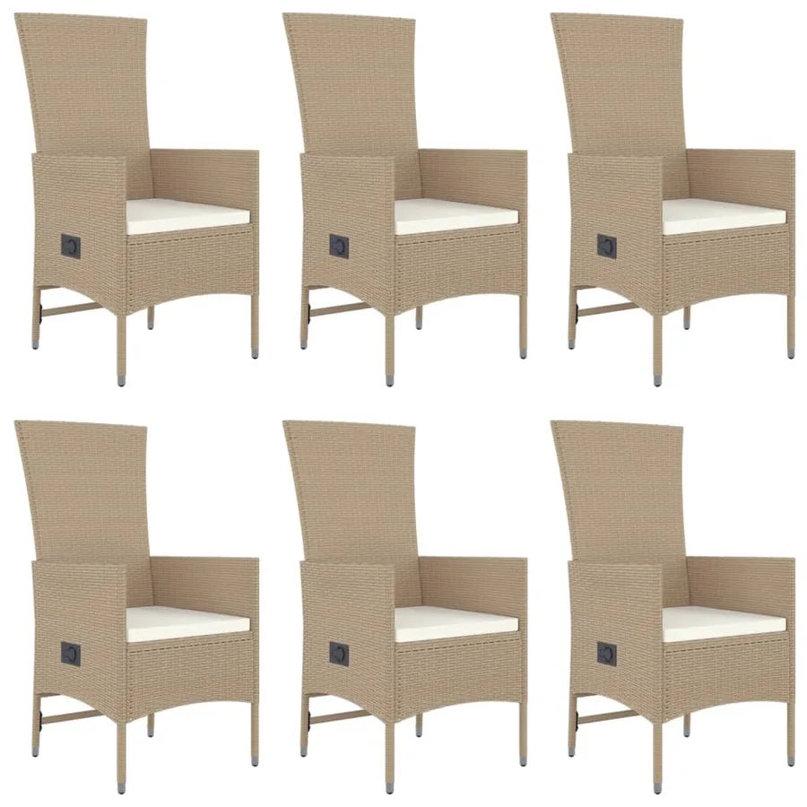 Ensemble à manger de jardin et coussins 7 pcs beige poly rotin - 4