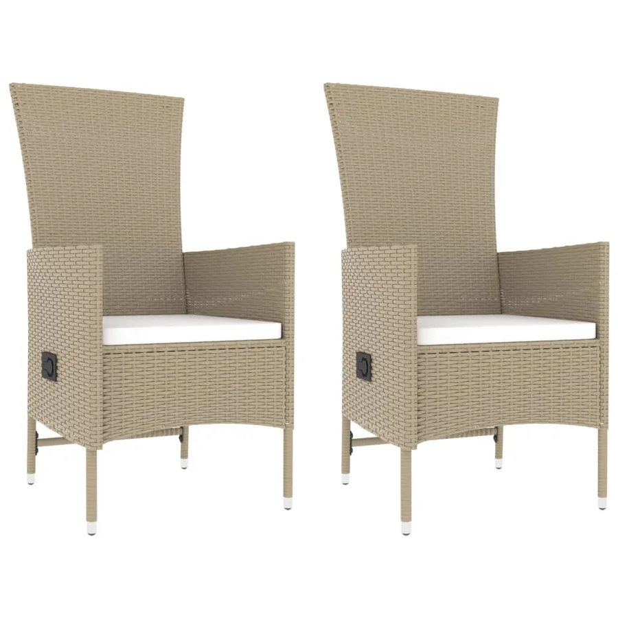 Ensemble de salon de jardin 3 pcs beige poly rotin et acier - 4