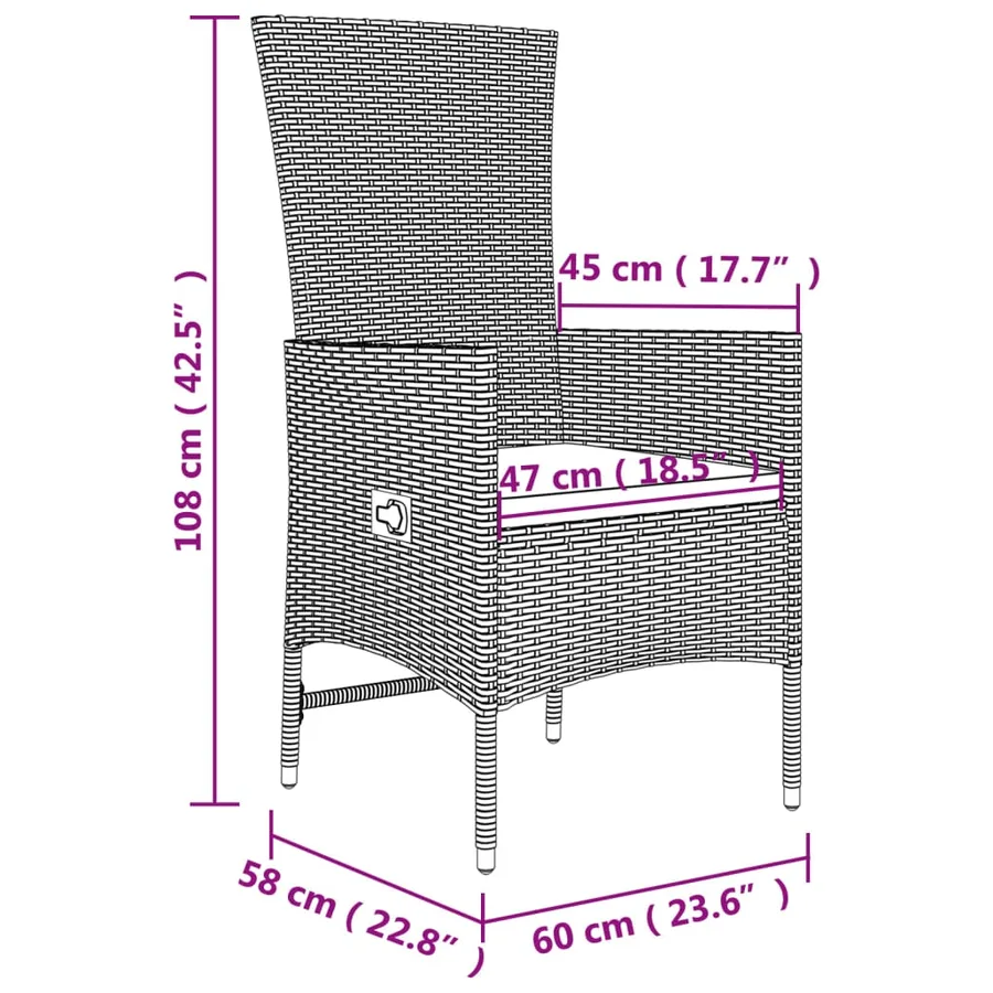 Ensemble de salon de jardin 3 pcs beige poly rotin et acier - 6