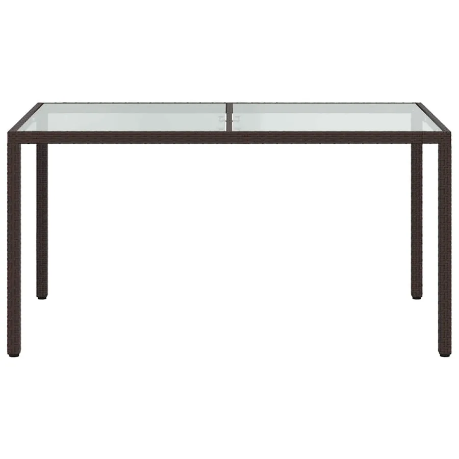 Table de jardin 150x90x75 cm Verre trempé/résine tressée Marron - 3