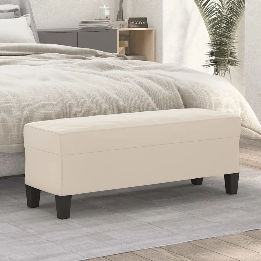 Banc Crème 100x35x41 cm Tissu microfibre